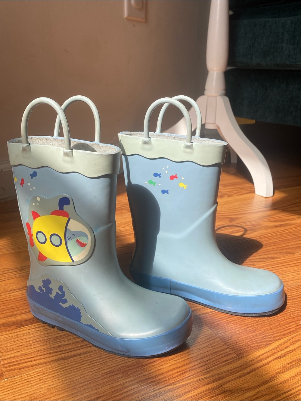 Cat & Jack Light Blue Kids Submarine Rain Boots